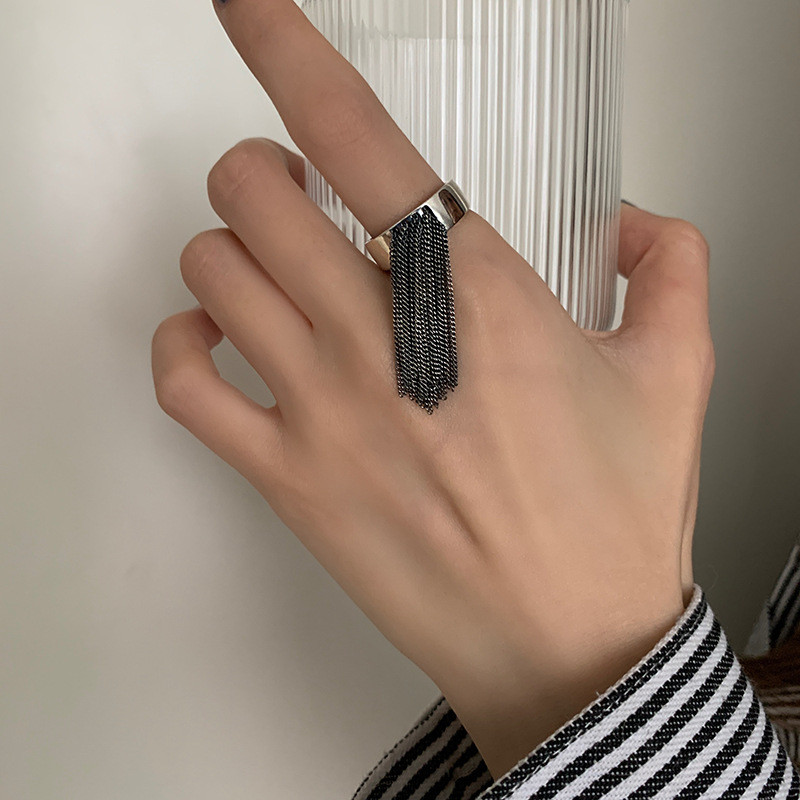 Inel de culoare argintiu QMCOCO pentru femei, la modă, farmec elegant, vintage, creativ, unic, design cu ciucuri, inel cu personalitate, bijuterii de petrecere