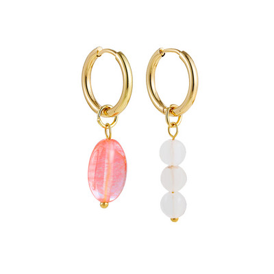 Boemske ručno rađene perle od prirodnog kamena Obruče Naušnice za žene Zlatne boje Krug od nehrđajućeg čelika Huggie Hoops Nakit Bižuterija