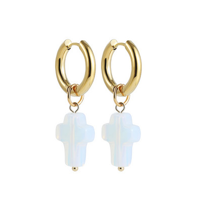 Boemske ručno rađene perle od prirodnog kamena Obruče Naušnice za žene Zlatne boje Krug od nehrđajućeg čelika Huggie Hoops Nakit Bižuterija