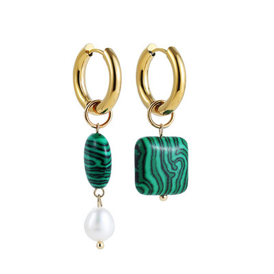 Boemske ručno rađene perle od prirodnog kamena Obruče Naušnice za žene Zlatne boje Krug od nehrđajućeg čelika Huggie Hoops Nakit Bižuterija