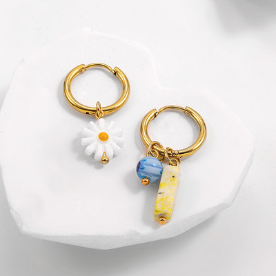 Boemske ručno rađene perle od prirodnog kamena Obruče Naušnice za žene Zlatne boje Krug od nehrđajućeg čelika Huggie Hoops Nakit Bižuterija