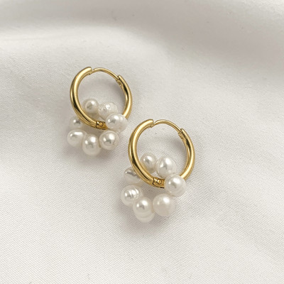 Boemske ručno rađene perle od prirodnog kamena Obruče Naušnice za žene Zlatne boje Krug od nehrđajućeg čelika Huggie Hoops Nakit Bižuterija