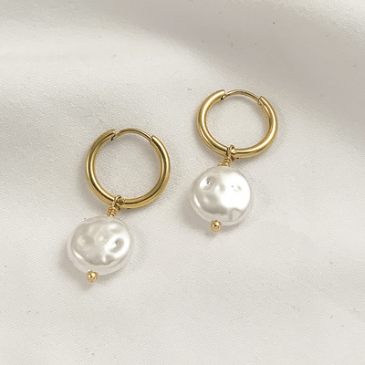 Boemske ručno rađene perle od prirodnog kamena Obruče Naušnice za žene Zlatne boje Krug od nehrđajućeg čelika Huggie Hoops Nakit Bižuterija