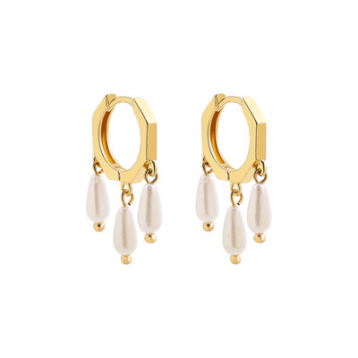 Boemske ručno rađene perle od prirodnog kamena Obruče Naušnice za žene Zlatne boje Krug od nehrđajućeg čelika Huggie Hoops Nakit Bižuterija