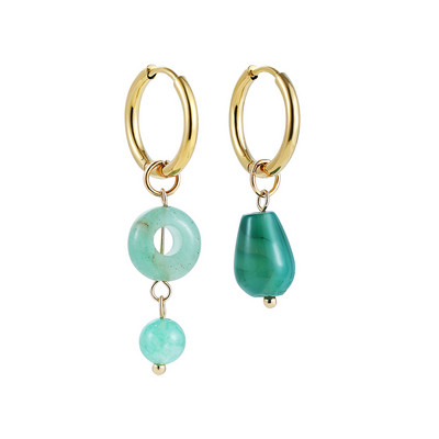 Boemske ručno rađene perle od prirodnog kamena Obruče Naušnice za žene Zlatne boje Krug od nehrđajućeg čelika Huggie Hoops Nakit Bižuterija