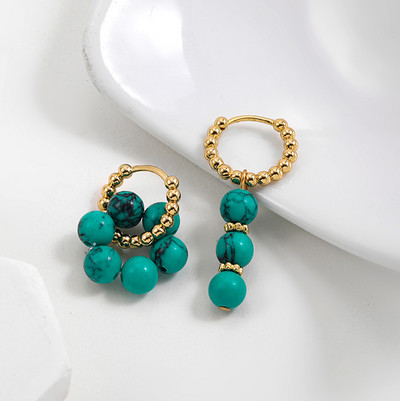 Boemske ručno rađene perle od prirodnog kamena Obruče Naušnice za žene Zlatne boje Krug od nehrđajućeg čelika Huggie Hoops Nakit Bižuterija