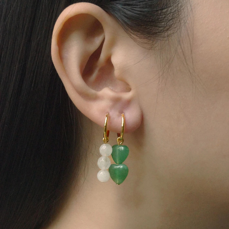 Boemske ručno rađene perle od prirodnog kamena Obruče Naušnice za žene Zlatne boje Krug od nehrđajućeg čelika Huggie Hoops Nakit Bižuterija