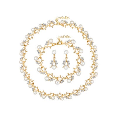 Κολιέ KUNIU Creative Χρυσό Χρώμα 1 Ζεύγος Σκουλαρίκια Γάμου Νυφικό Πέρλες Κοσμήματα Κυρία Γυναικείο σετ κοσμημάτων για γυναίκες