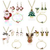 5 DB/Szett karácsonyi női ötvözet ékszer szett Mikulás Elk csengő fülbevaló nyaklánc karkötő dekor karácsonyi kiegészítők ajándék lányoknak női