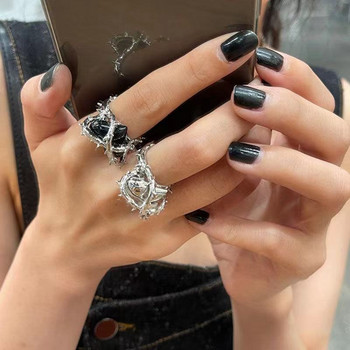 2022 New Fashion Creative Punk Gothic Thorns Love Heart Rings Vintage Ανοιχτοί Δαχτυλίδια για Γυναικεία Κοσμήματα Δώρο γάμου αρραβώνων