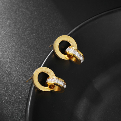 Prabangus elegantiškas nerūdijančio plieno romėniškais skaitmenimis papuošalų rinkinys moterims krištolo auskarų karolių rinkinys dovanų dėžutė