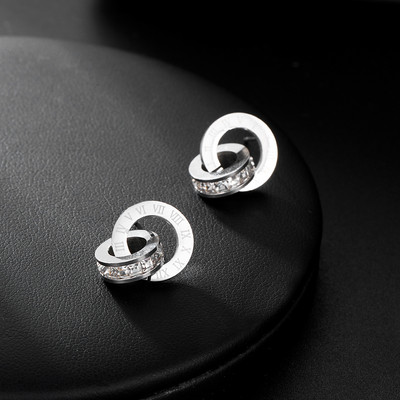 Prabangus elegantiškas nerūdijančio plieno romėniškais skaitmenimis papuošalų rinkinys moterims krištolo auskarų karolių rinkinys dovanų dėžutė