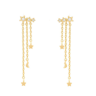 Cerceu cu lanț din oțel inoxidabil cu zirconiu cubic de design nou pentru femei, bijuterii piercing pentru cercei pentru cartilaj cu pandantiv cu stea și lună