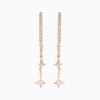 Cerceu cu lanț din oțel inoxidabil cu zirconiu cubic de design nou pentru femei, bijuterii piercing pentru cercei pentru cartilaj cu pandantiv cu stea și lună