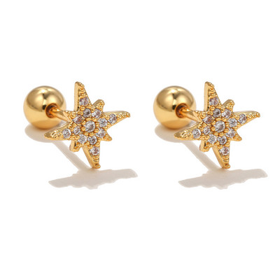 Cerceu cu lanț din oțel inoxidabil cu zirconiu cubic de design nou pentru femei, bijuterii piercing pentru cercei pentru cartilaj cu pandantiv cu stea și lună