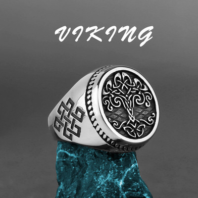 Nordic Viking Inel din oțel inoxidabil Ancoră Busolă Arborele vieții Viking Rune Wolf Bărbați și femei Inel Fabrică de bijuterii cu ridicata