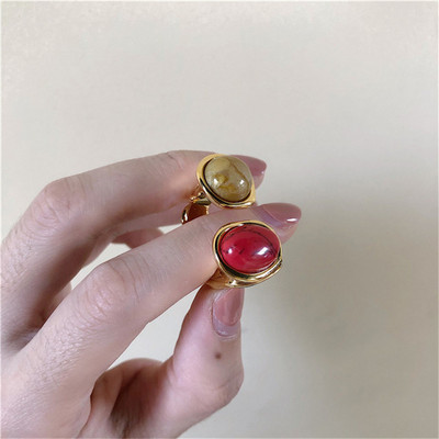 AOMU Inele cu strass cu cristale placate cu aur, baroc, vintage, colorate, geometrice, neregulate, franceze, din aur, pentru femei