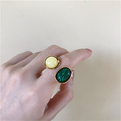 AOMU Inele cu strass cu cristale placate cu aur, baroc, vintage, colorate, geometrice, neregulate, franceze, din aur, pentru femei