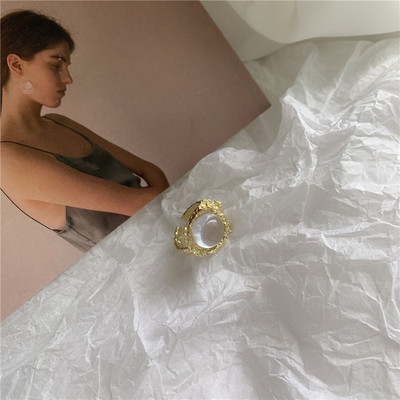 AOMU Inele cu strass cu cristale placate cu aur, baroc, vintage, colorate, geometrice, neregulate, franceze, din aur, pentru femei