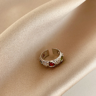 AOMU Inele cu strass cu cristale placate cu aur, baroc, vintage, colorate, geometrice, neregulate, franceze, din aur, pentru femei