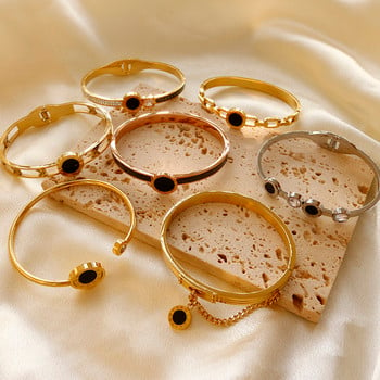 Πολυτελή κοσμήματα διάσημης επωνυμίας για γυναίκες άντρες Μαύρο στρογγυλό από ανοξείδωτο ατσάλι με ρωμαϊκούς αριθμούς Βραχιόλια & βραχιόλια γοητείας Δημοφιλές βραχιόλι