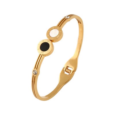 Luksuzni nakit poznatih marki za žene i muškarce Crni okrugli nehrđajući čelik s rimskim brojevima Narukvice i privjesci Popularna narukvica