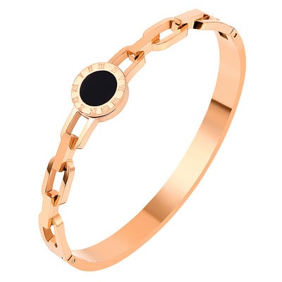 Luksuzni nakit poznatih marki za žene i muškarce Crni okrugli nehrđajući čelik s rimskim brojevima Narukvice i privjesci Popularna narukvica