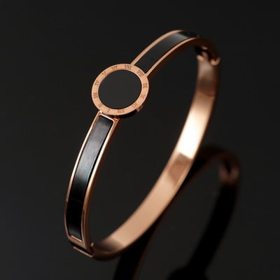 Luksuzni nakit poznatih marki za žene i muškarce Crni okrugli nehrđajući čelik s rimskim brojevima Narukvice i privjesci Popularna narukvica