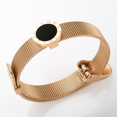 Luksuzni nakit poznatih marki za žene i muškarce Crni okrugli nehrđajući čelik s rimskim brojevima Narukvice i privjesci Popularna narukvica