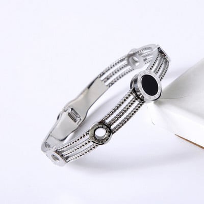 Luksuzni nakit poznatih marki za žene i muškarce Crni okrugli nehrđajući čelik s rimskim brojevima Narukvice i privjesci Popularna narukvica