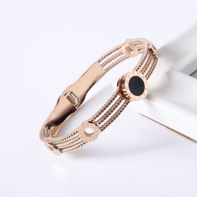 Luksuzni nakit poznatih marki za žene i muškarce Crni okrugli nehrđajući čelik s rimskim brojevima Narukvice i privjesci Popularna narukvica