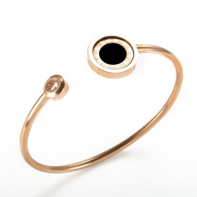 Luksuzni nakit poznatih marki za žene i muškarce Crni okrugli nehrđajući čelik s rimskim brojevima Narukvice i privjesci Popularna narukvica