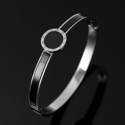 Luksuzni nakit poznatih marki za žene i muškarce Crni okrugli nehrđajući čelik s rimskim brojevima Narukvice i privjesci Popularna narukvica