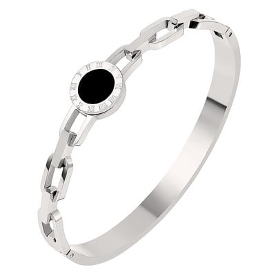 Luksuzni nakit poznatih marki za žene i muškarce Crni okrugli nehrđajući čelik s rimskim brojevima Narukvice i privjesci Popularna narukvica