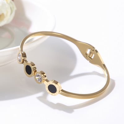 Luksuzni nakit poznatih marki za žene i muškarce Crni okrugli nehrđajući čelik s rimskim brojevima Narukvice i privjesci Popularna narukvica