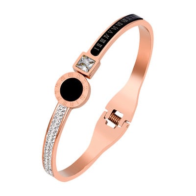 Luksuzni nakit poznatih marki za žene i muškarce Crni okrugli nehrđajući čelik s rimskim brojevima Narukvice i privjesci Popularna narukvica