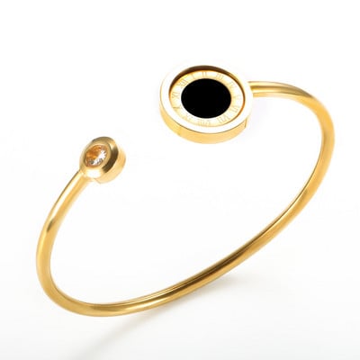 Luksuzni nakit poznatih marki za žene i muškarce Crni okrugli nehrđajući čelik s rimskim brojevima Narukvice i privjesci Popularna narukvica