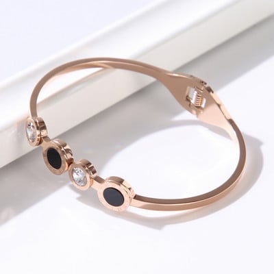 Luksuzni nakit poznatih marki za žene i muškarce Crni okrugli nehrđajući čelik s rimskim brojevima Narukvice i privjesci Popularna narukvica