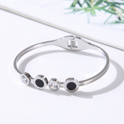 Luksuzni nakit poznatih marki za žene i muškarce Crni okrugli nehrđajući čelik s rimskim brojevima Narukvice i privjesci Popularna narukvica