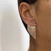 Cercei de modă, cercei lungi, de culoare aurie, cu ciucuri, pentru femei, nuntă feminină, bijuterii de zi cu bijuterii, accesorii
