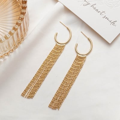 Cercei de modă, cercei lungi, de culoare aurie, cu ciucuri, pentru femei, nuntă feminină, bijuterii de zi cu bijuterii, accesorii