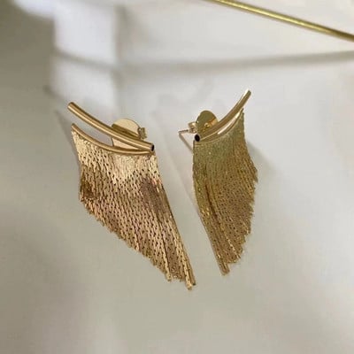 Cercei de modă, cercei lungi, de culoare aurie, cu ciucuri, pentru femei, nuntă feminină, bijuterii de zi cu bijuterii, accesorii
