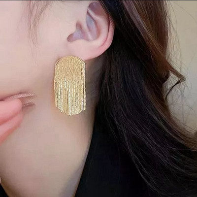 Cercei de modă, cercei lungi, de culoare aurie, cu ciucuri, pentru femei, nuntă feminină, bijuterii de zi cu bijuterii, accesorii