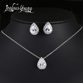 Seturi de bijuterii de nuntă cu picătură de apă nigeriană din zirconiu cubic incrustat Set de bijuterii de mireasă din cristal de lux Cadouri pentru domnișoarele de onoare AS099