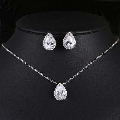 Seturi de bijuterii de nuntă cu picătură de apă nigeriană din zirconiu cubic incrustat Set de bijuterii de mireasă din cristal de lux Cadouri pentru domnișoarele de onoare AS099