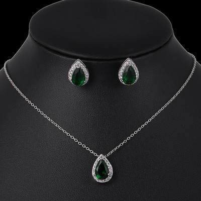 Seturi de bijuterii de nuntă cu picătură de apă nigeriană din zirconiu cubic incrustat Set de bijuterii de mireasă din cristal de lux Cadouri pentru domnișoarele de onoare AS099