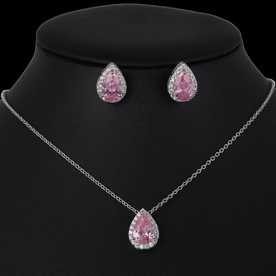 Seturi de bijuterii de nuntă cu picătură de apă nigeriană din zirconiu cubic incrustat Set de bijuterii de mireasă din cristal de lux Cadouri pentru domnișoarele de onoare AS099