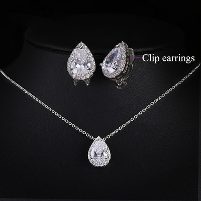 Seturi de bijuterii de nuntă cu picătură de apă nigeriană din zirconiu cubic incrustat Set de bijuterii de mireasă din cristal de lux Cadouri pentru domnișoarele de onoare AS099
