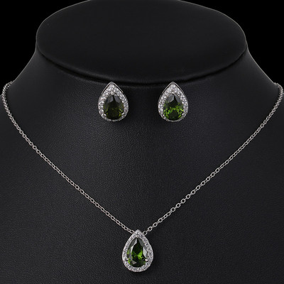 Seturi de bijuterii de nuntă cu picătură de apă nigeriană din zirconiu cubic incrustat Set de bijuterii de mireasă din cristal de lux Cadouri pentru domnișoarele de onoare AS099