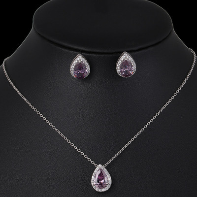 Seturi de bijuterii de nuntă cu picătură de apă nigeriană din zirconiu cubic incrustat Set de bijuterii de mireasă din cristal de lux Cadouri pentru domnișoarele de onoare AS099
